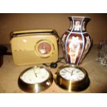 A Bush vintage style radio, a large oriental vase,