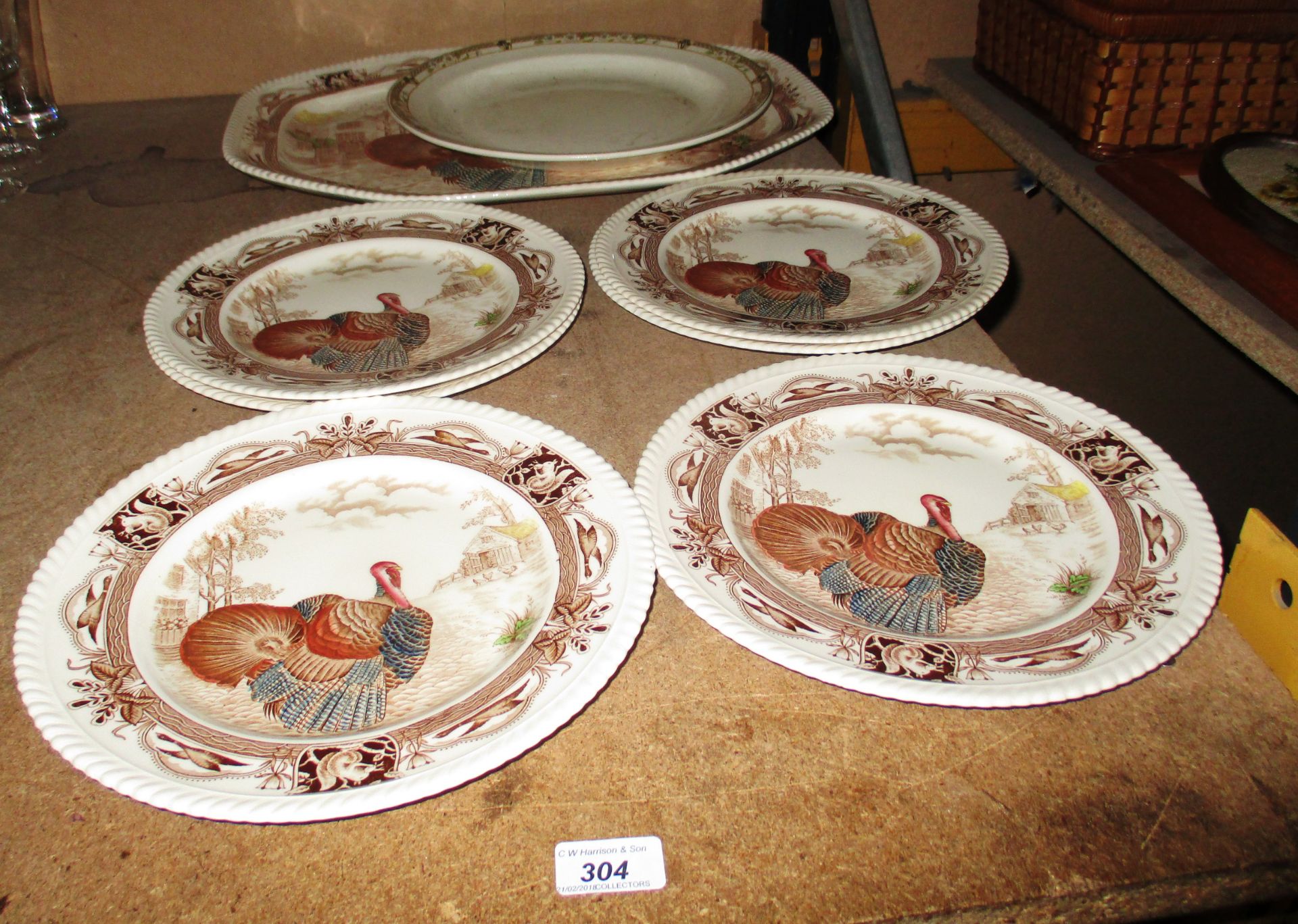 7 x Johnson Bros 'Barnyard King' plates (6 x dinner plates and a meat plate) and a J & G Meakin