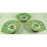 A set of three Staffordshire Comport Tazza's by H. R.