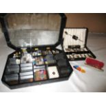 A 1939-45 war medal, glazed case, a quantity of assorted silver and other thimbles,