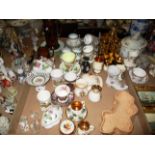 13 x piece gold lustre glass cocktail set, a quantity of part tea services, a Sylvac posy vase,