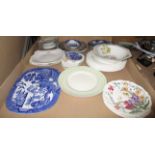 Contents to tray - quantity of assorted plates by Wedgwood etc