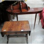 A reproduction mahogany long hall side table,