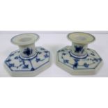 A pair of Royal Copenhagen "Blue Flower" fluted candlesticks [#3334] [6m high]