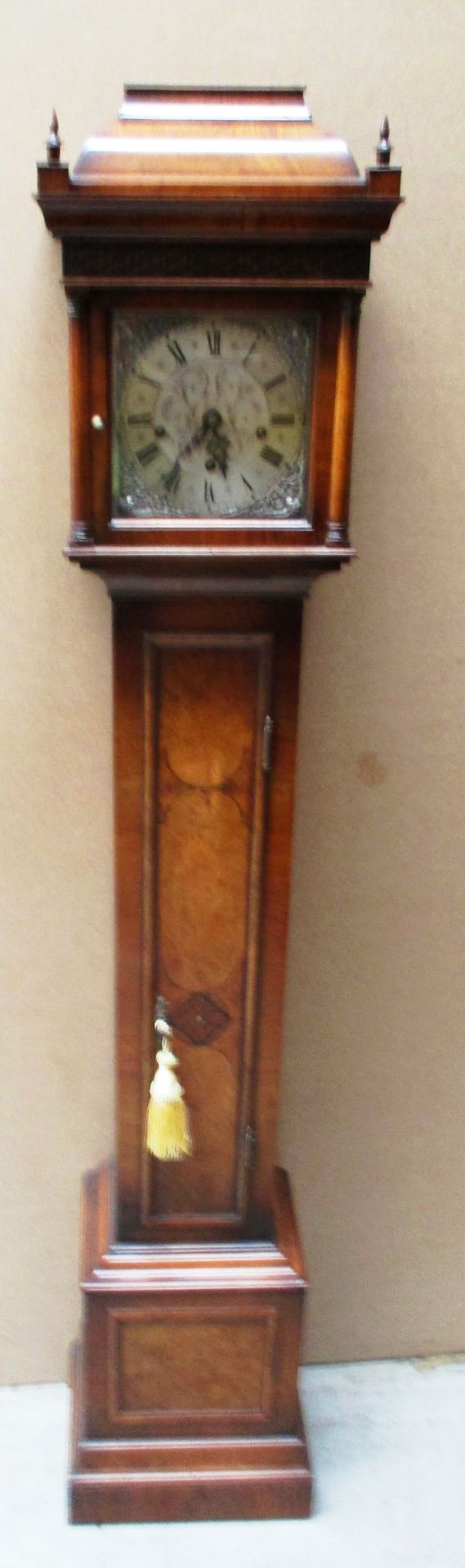 A Robert Sawers Edinburgh figured walnut granddaughter clock - 154cm high