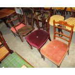 Three Edwardian mahogany chairs (1 arm) and a country kitchen chair