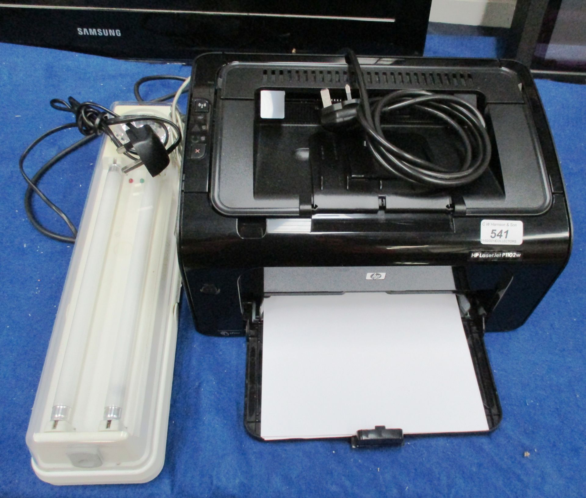 2 x items - HP Laserjet P1102W printer and a JML rechargeable fluorescent lantern together with a