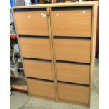 2 x pine finish 4 drawer filing cabinets