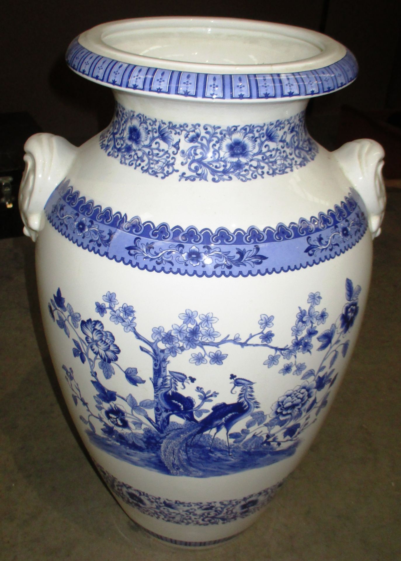 Large blue and white patterned reproduction chinese vase - 63cm Further Information