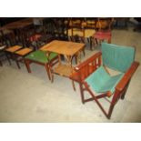 Two bedroom chairs, a bamboo framed table,