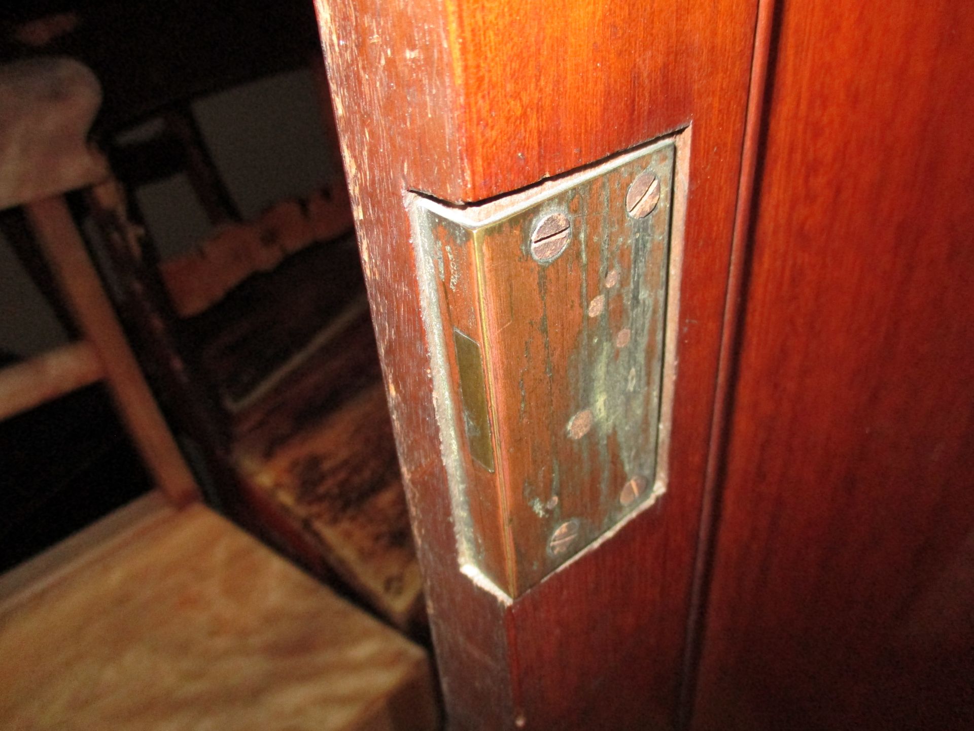 An unusual pair of Victorian curved mahogany corner wardrobes with damages each approx 80cm x 214cm - Image 16 of 25