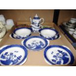 Contents to tray - 9 x pieces of Royal Doulton 'Booths Old Willow' patterned dinner service and a