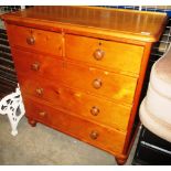 A pine 5 drawer (2 short,