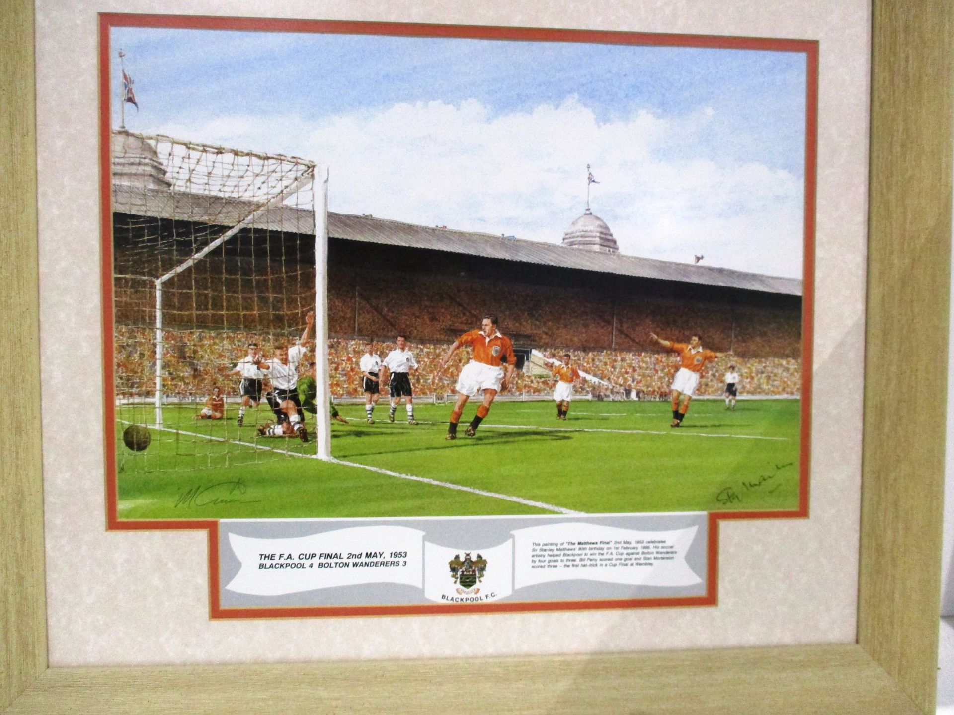 Framed print of the FA Cup Final 2nd May 1953 Blackpool 4 Bolton Wanderers 3 known as the Matthews