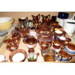 Contents to tray - a large quantity of assorted copper lustre ware