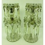 A pair of prismatic cut glass two tier Regency style lustres,