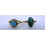 Two 9ct gold rings set with turquoise stones (total approx. weight 4.
