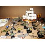 16 x assorted die cast model planes including De Havilland DH-98 Mosquito,