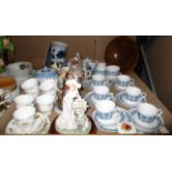 A 21 x piece Royal Tuscan "Charade" patterned tea set, five assorted Capodimonte style figurines,