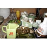 43 x piece Copeland Spode "Chinese Rose" patterned tea set, J & B Scotch Whisky jug,