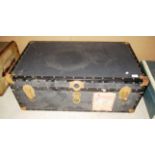 A navy Mossman cabin trunk 91cm complete with contents - assorted miscellaneous items