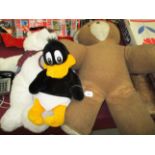 Two large soft toy Teddy bears and a soft toy daffy duck (3)