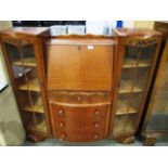 An oak 'side by side' bureau/display cabinet 120cm