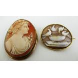 Two cameo brooches