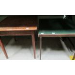 A folding table with green baize top and an oak square office table (2)