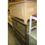 A light brown painted pine 5 drawer (2 short,