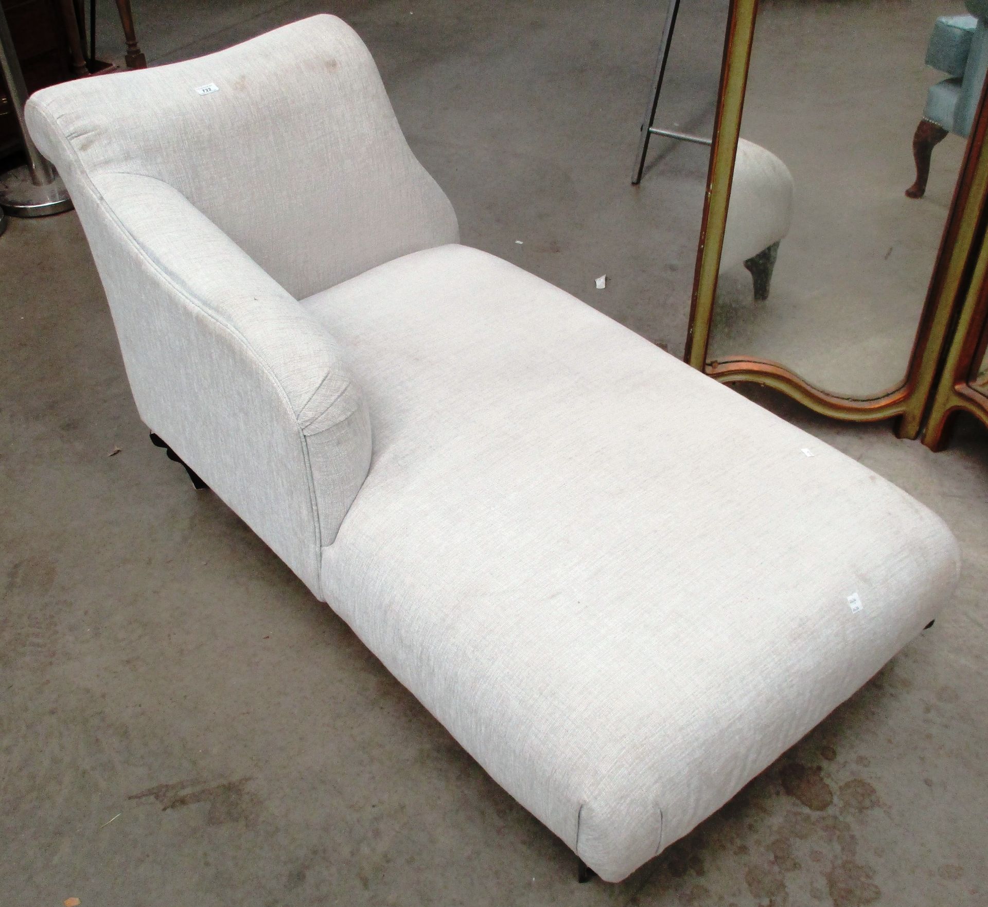 A mushroom upholstered chaise longue