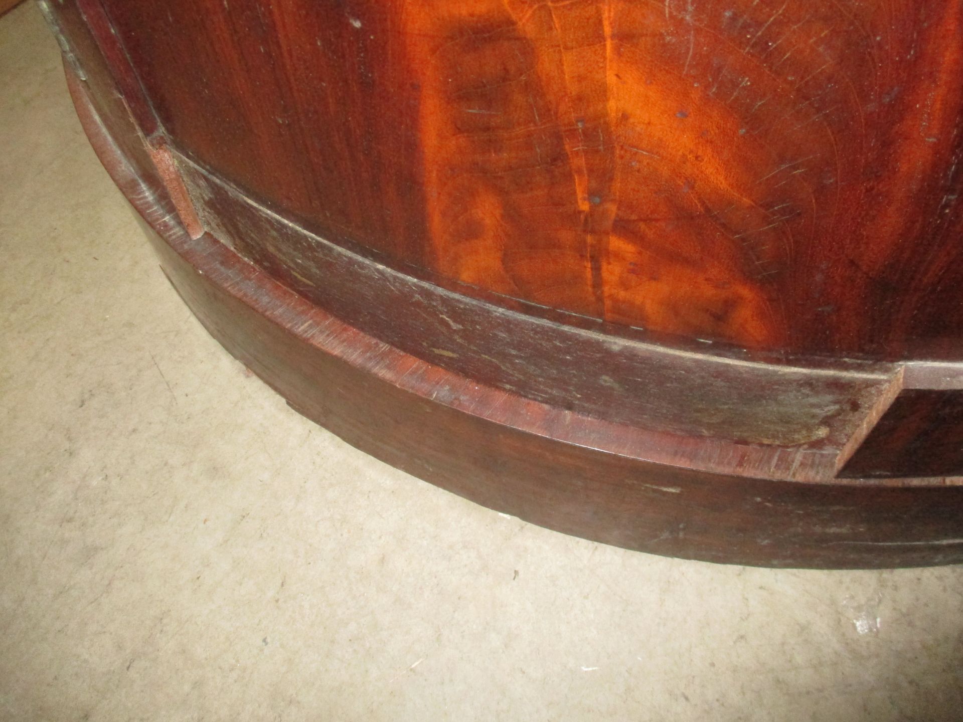An unusual pair of Victorian curved mahogany corner wardrobes with damages each approx 80cm x 214cm - Image 20 of 25