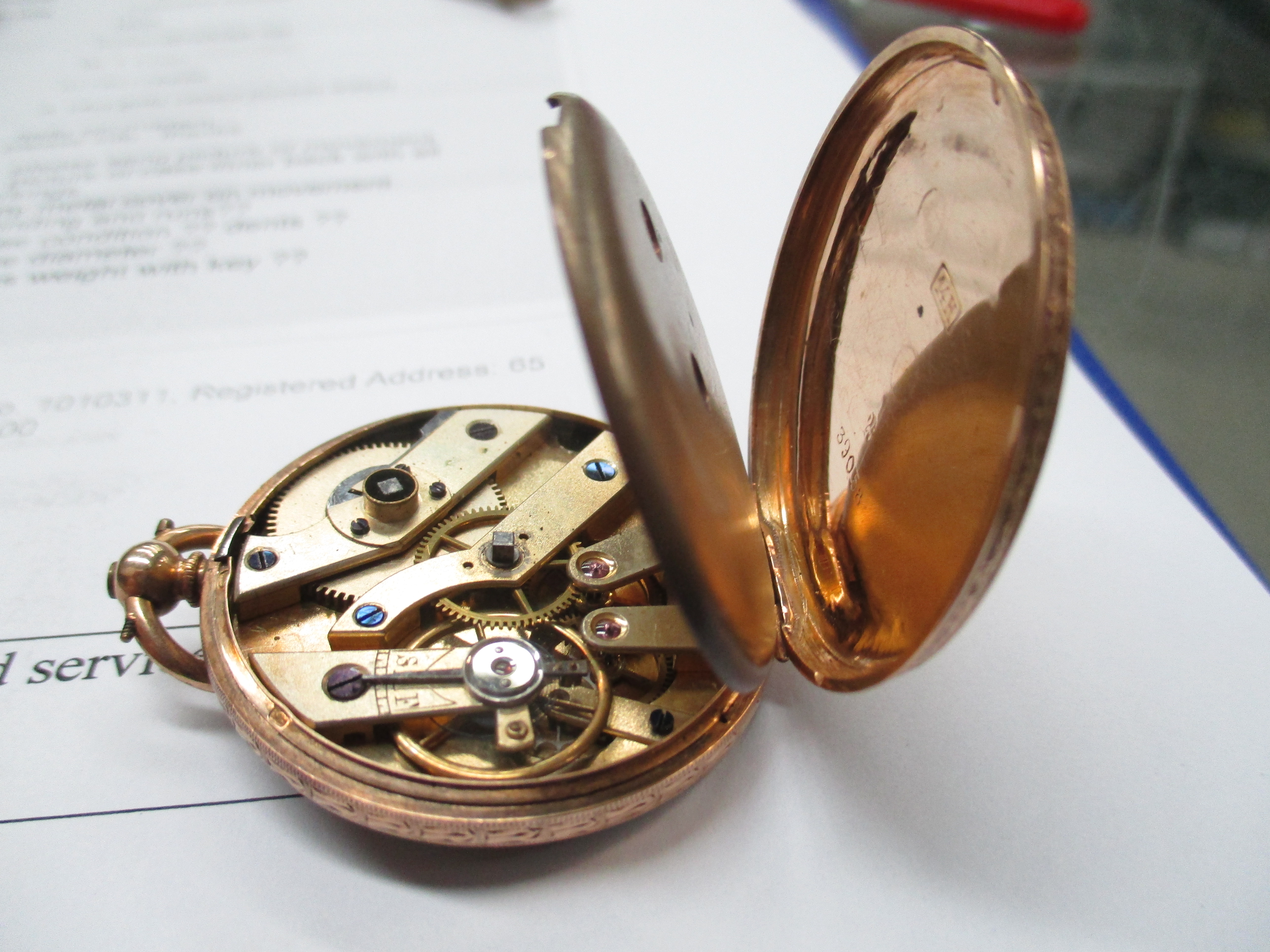 A 14ct gold cased pocket watch Further Information White metal cover on movement. - Image 4 of 7