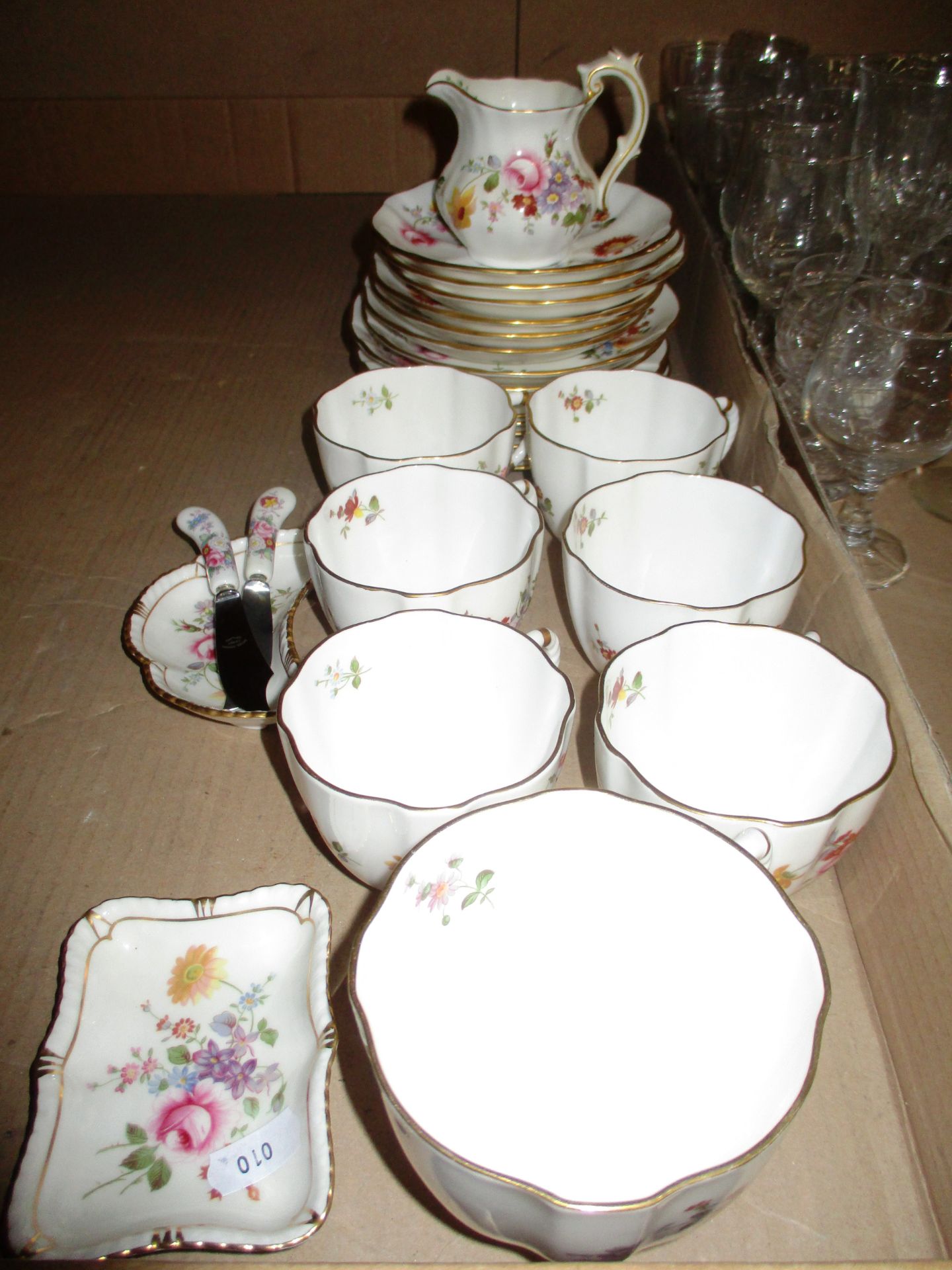 25 x piece Royal Crown Derby "Derby Posies" patterned tea set