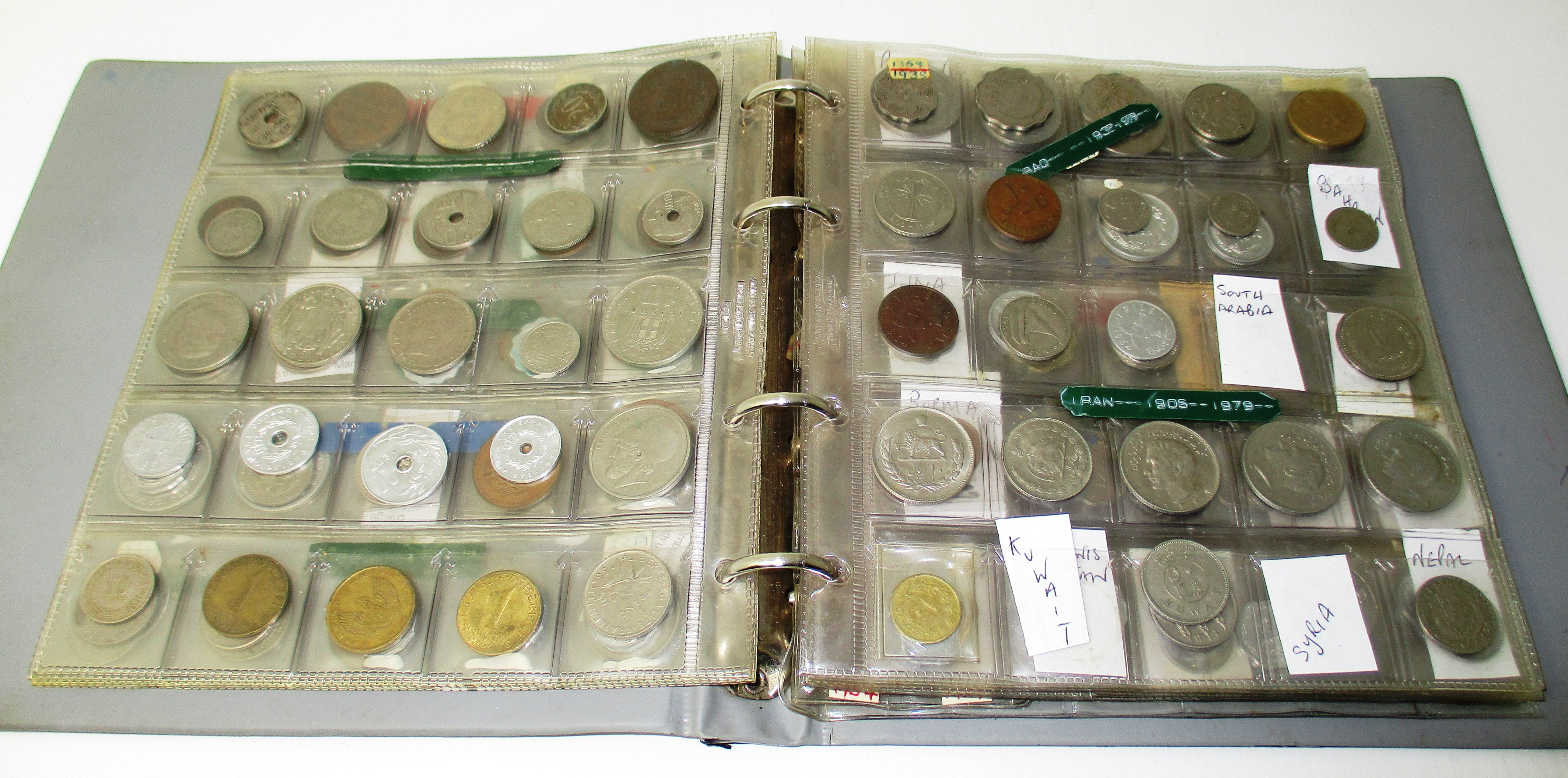 Coin album of over 300 world coins including Africa and Middle East includes several unc.