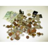 Contents to box - quantity of assorted coins, commemorative coins,