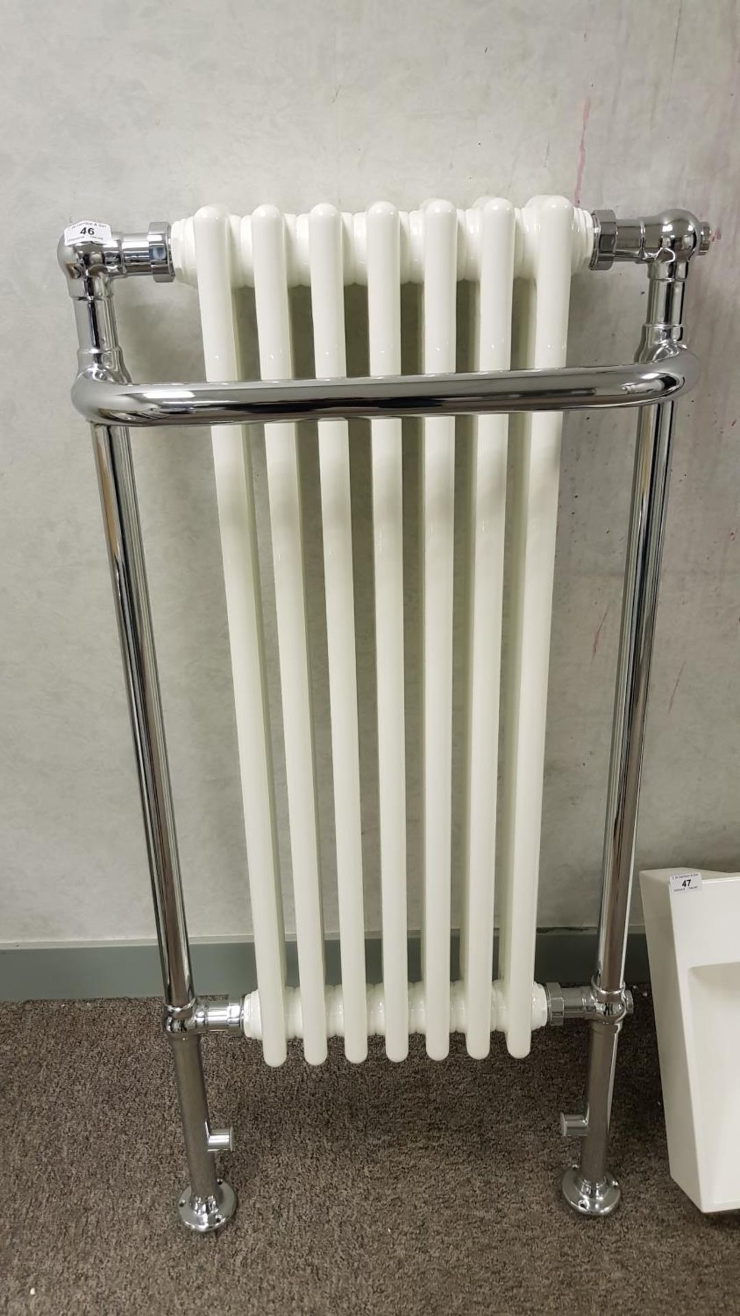 1130 traditional white and chrome steel radiator.