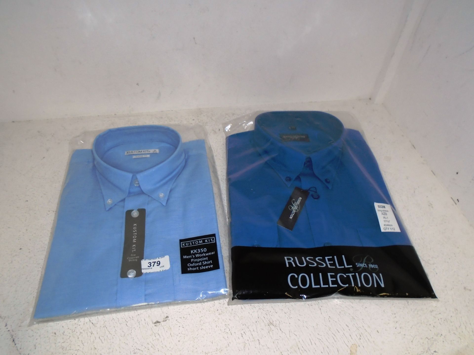 15 x assorted workshirts by Russell Collection in navy and sky blue