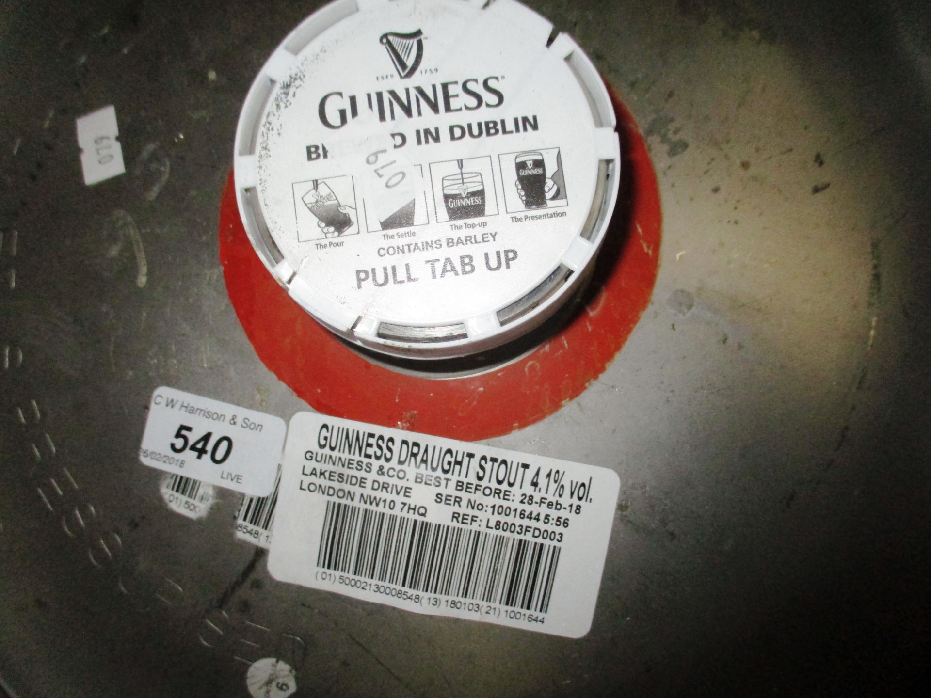 9 GALLONS OF GUINESS DRAUGHT STOUT best before 28.02.