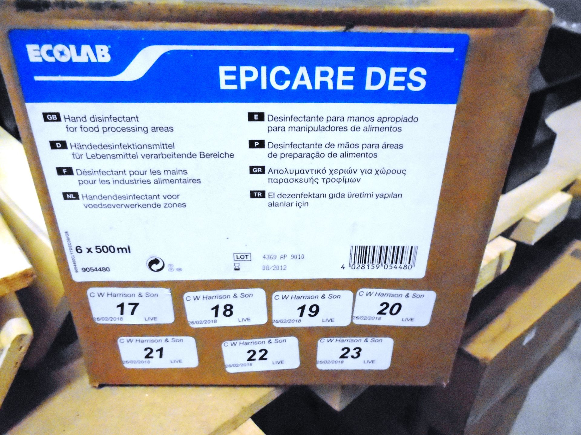 240 x Ecolab hand disinfectant for food processing areas (40 x outer boxes)