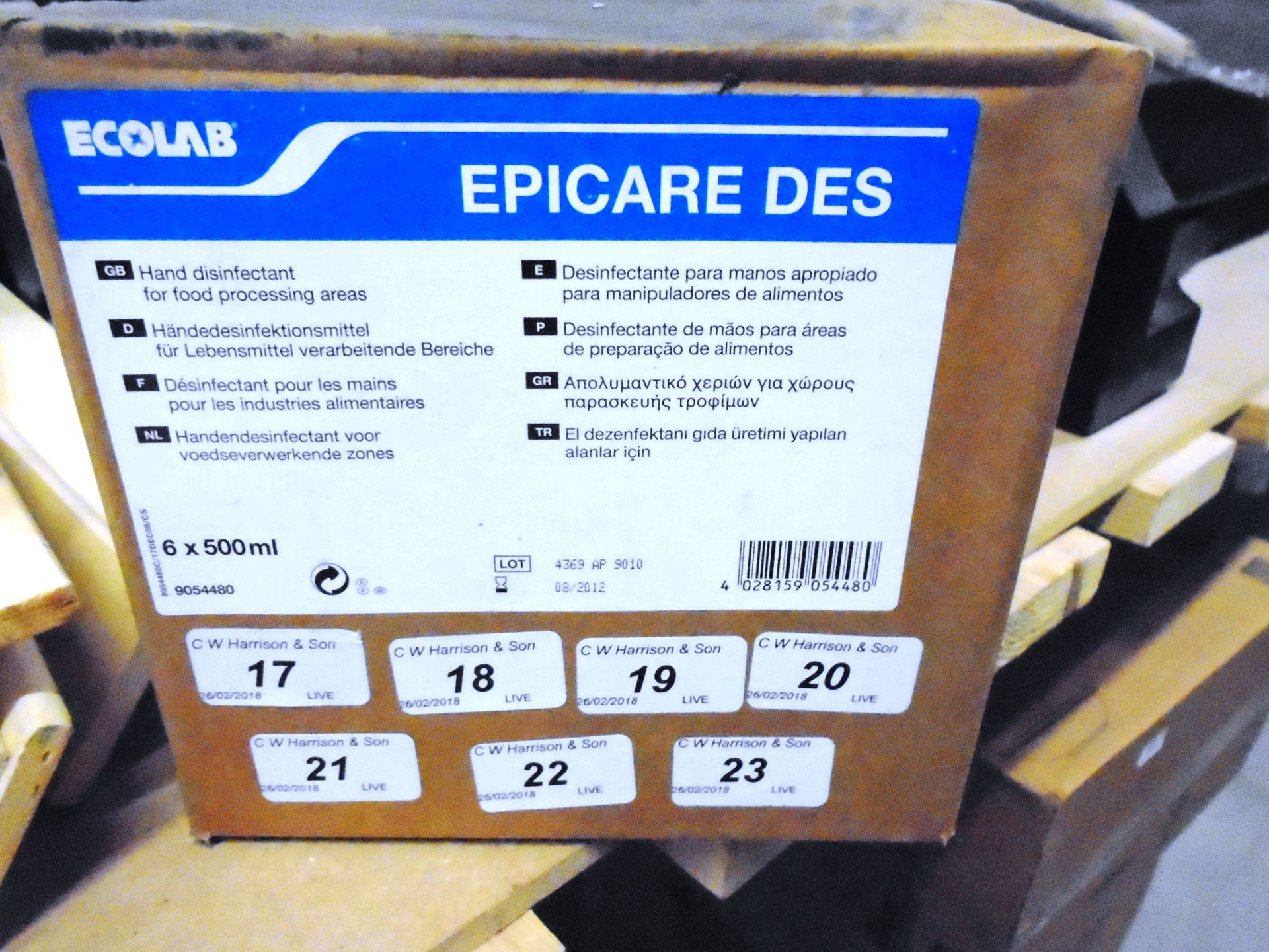 240 x Ecolab hand disinfectant for food processing areas (40 x outer boxes)