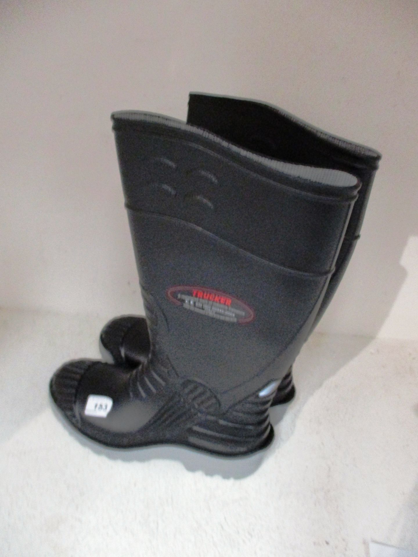 A pair of Trucker safety wellington boots size 6 in black