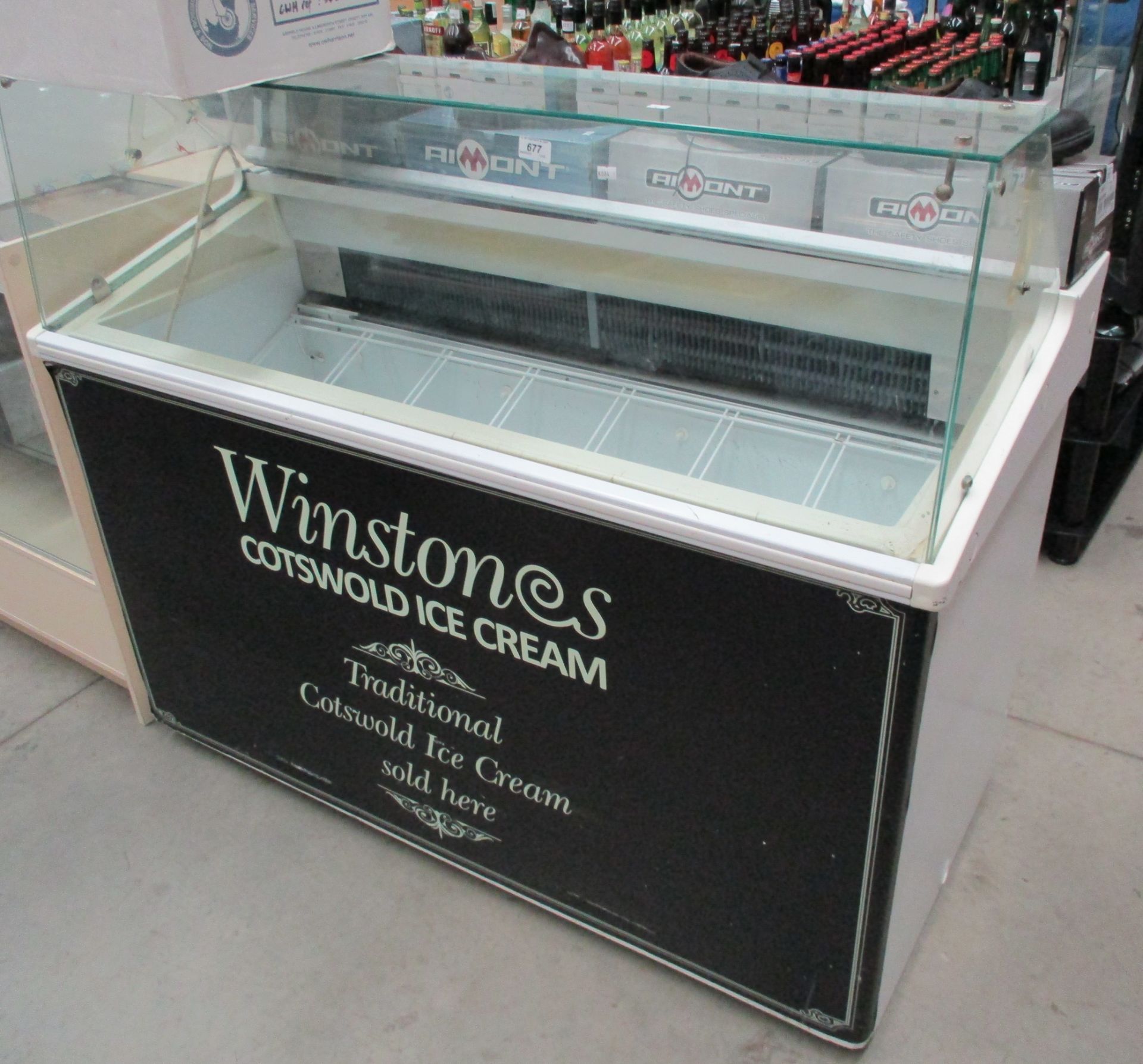 A Mondial Group SRI 00000014710000 glass front ice cream display serving counter 117 x 133xm