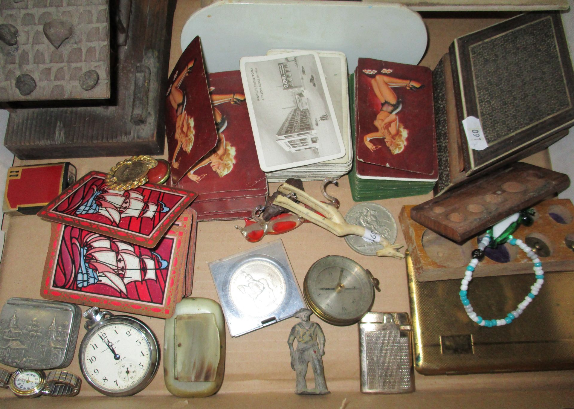 Contents to a tray - Ingersoll pocket watch, G.