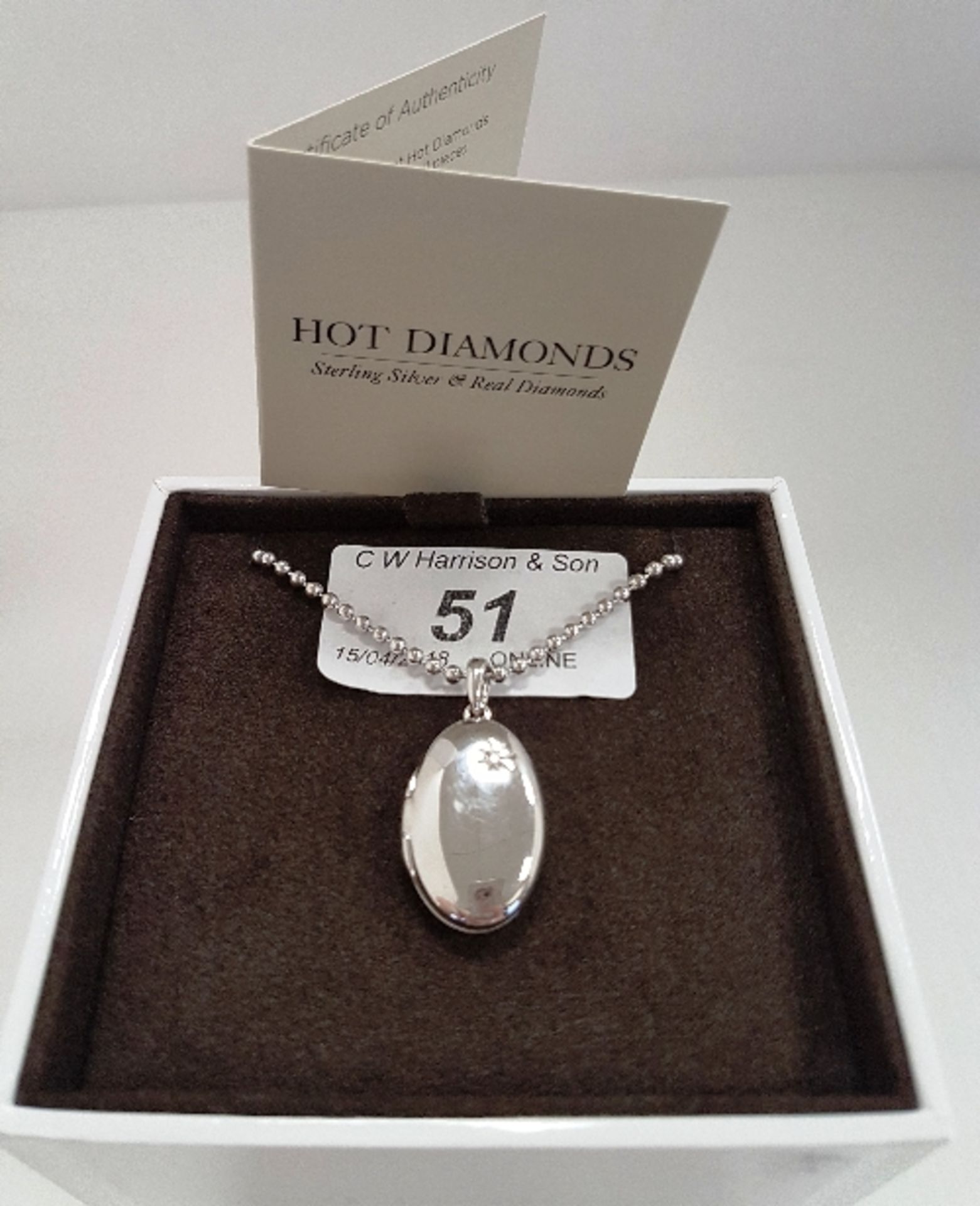 Hot Diamonds sterling silver necklace and locket pendant with diamond RRP £90 (boxed)