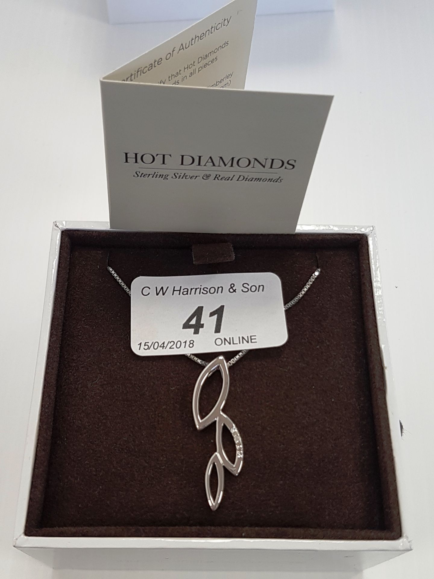 Hot Diamonds sterling silver necklace and pendant with diamond RRP £70 (boxed)