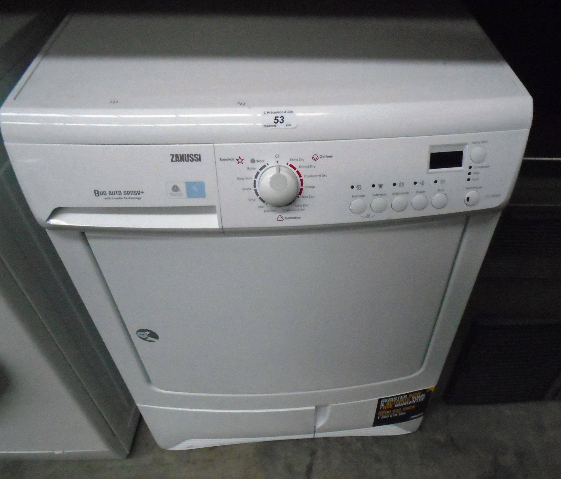 A Zanussi ZDC 68560W condenser dryer