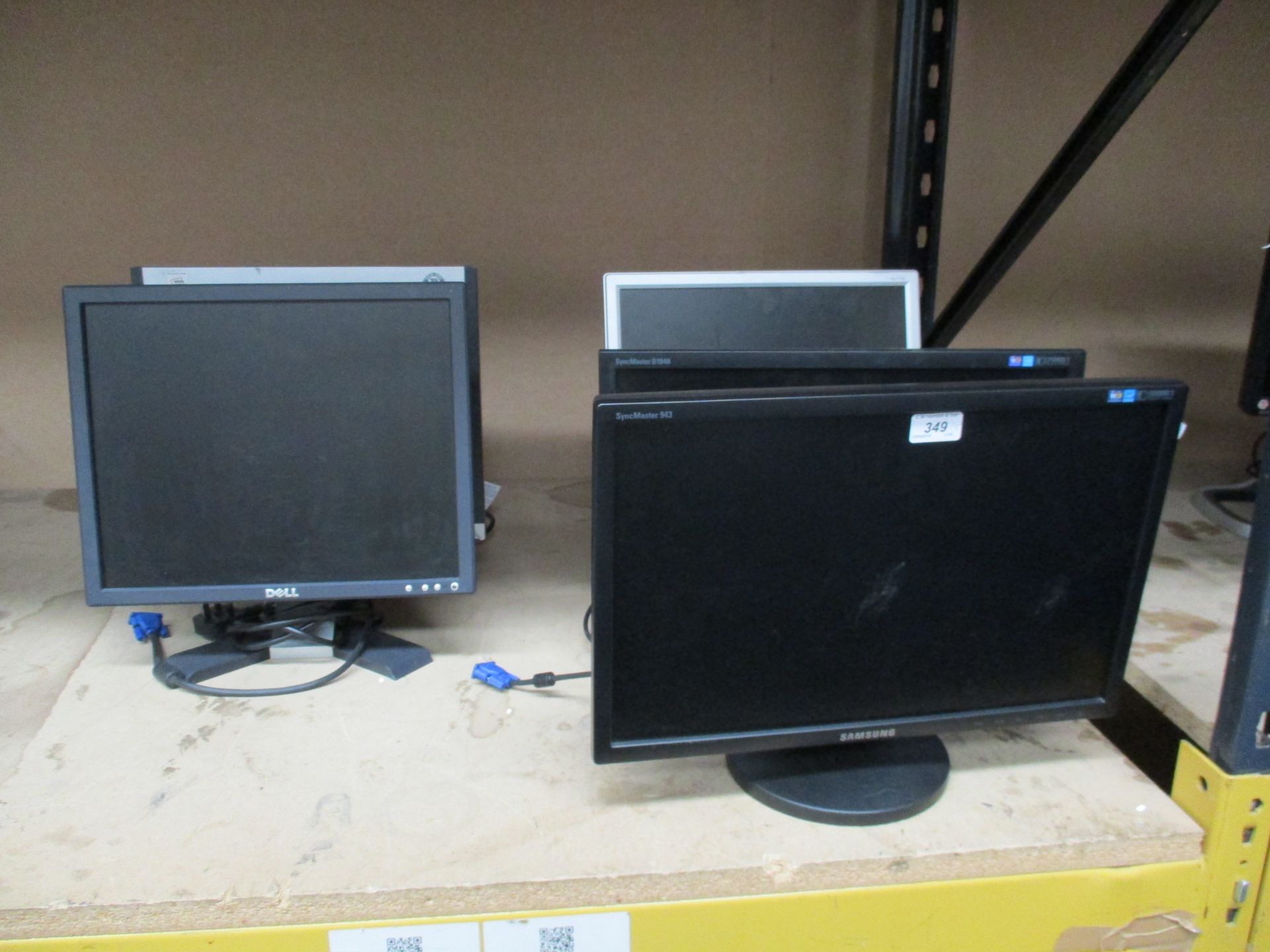 5 x assorted LCD monitors - power leads,