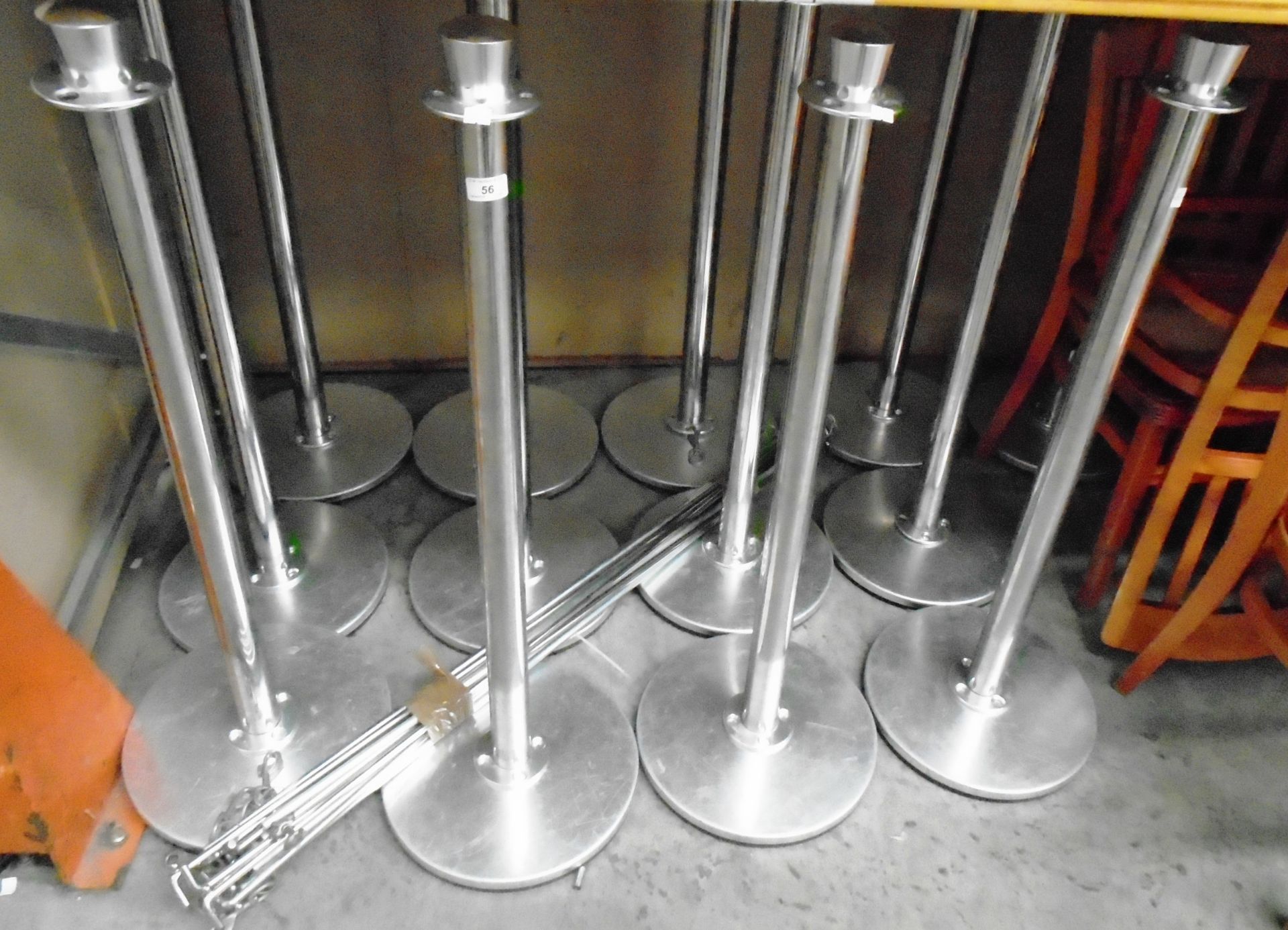 13 x stainless steel barrier posts complete with a quantity of side rails