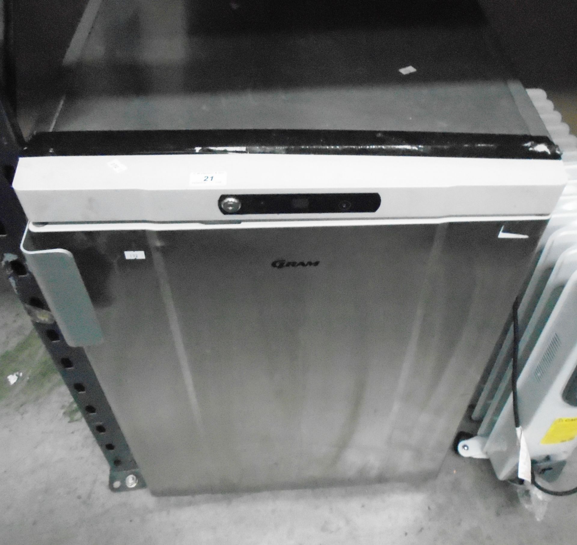 A Gram stainless steel under counter fridge